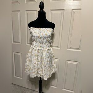 Jessica Simpson White Mini Dress with Yellow Floral Print